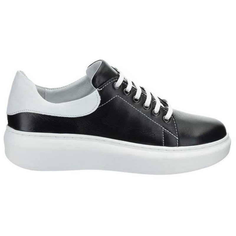 Pantofi sport negru, alb din piele naturala,
