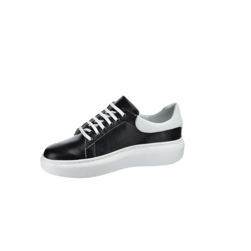 Pantofi sport negru, alb din piele naturala,
