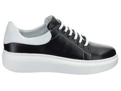 Pantofi sport negru, alb din piele naturala