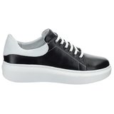 Pantofi sport negru, alb din piele naturala